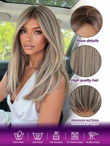 Parrucca bionda in fibra resistente al calore per uso quotidiano, parrucca dritta naturale, ideale per principianti, adatta per uso quotidiano, feste e vacanze