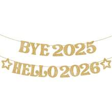 Żegnaj 2025 Witaj 2026 Baner Szczęśliwego Nowego Roku Baner Szczęśliwego Nowego Roku Dekoracje 2026 Żegnaj 2025 Dekoracje 2026 Brokatowe złote artykuły imprezowe - Złoto - Zobacz 2