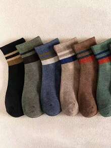 10 أزواج من جوارب الكاحل المخططة المتنوعة للرجال، قابلة للتنفس ومريحة للخريف/الشتاء