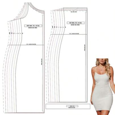 Bodycon Dress Multiple Sizes Sewing Patterns,1:1 Scale Basic Women's Garment Sewing Patterns,Sewing Patterns For Beginners And Sewing Patterns,Apparel Making Templates,Handmade Garment Sewing Patterns