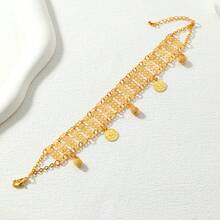 1件复古中东手工金属流苏手链，奢华阿拉伯宫廷风格，适合派对、节日佩戴，情人节配饰