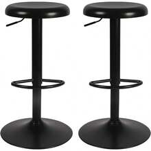 Adjustable Bar Stools Set Of 2, Backless Counter Height Bar Stools, Modern Swivel Round Metal Counter Stools, Armless Bar Chairs With Footrest For Kitchen Island, Pub Cafe