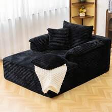 48.8'' Oversized Cloud Sectional Sofa Bed – Double Lounge Chaise With Boneless Fluffy Design, Plush Cushions & No Assembly Required, Modern Sleeper Loveseat For Small Spaces, Living Room, Apartment, Movie Night - 黑色 - 查看 8