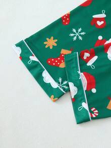 Conjunto de pijama de manga larga con estampado navideño para mujer, ropa de otoño