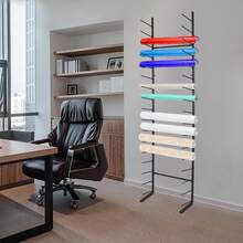 17-Tier Wall Mounted Blueprint Storage Rack For Organizing Drawings And Posters, Durable Iron Construction With Tilted Rods For Easy Access And Modern Aesthetic - Black - View 1