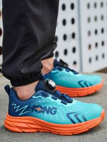 男女通用旋转扣鞋，新款舒适钢头鞋，男士防砸防刺穿气垫工作鞋，轻便透气工业建筑防护鞋，男女通用四季劳保鞋 - 藍橘色 - 查看 6