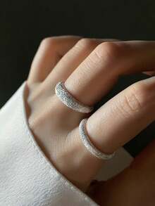 GAGAFEEL 1 chiếc nhẫn đeo tay mỏng có thể điều chỉnh được bằng bạc Sterling S925 thời trang tối giản thanh lịch lấp lánh mờ mở cho phụ nữ làm quà tặng trang sức dự tiệc hàng ngày - Bạc - Xem 6