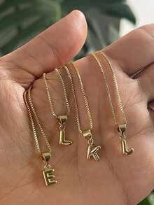 1pc Minimalist Thick Line Balloon Letter Pendant Stainless Steel Necklace, Suitable For Children, Customizable A-Z Name, Bubble Letter Necklace, Anniversary Birthday Gift And Daily Wear