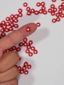 100-1000 Stücke Acryl-Herzperlen, rot mit weißem Herzmuster, für Schmuckherstellung, DIY Basteleien