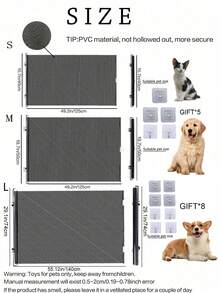 Puerta de versátil para mascotas - Puerta extensible para mascotas, portátil y ajustable - Puerta de para perros para interiores y exteriores - Fácil instalación como barrera para escaleras - Se puede usar para aumentar la altura de una puerta de para mascotas - Tela sin malla - Material de PVC - Negro - Ver 8