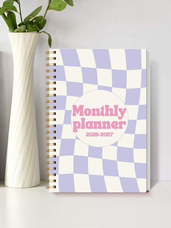 1pc Minimal Monthly Planner 2026–2027,A5 Size +3 Stickers, 24-Month Weekly Daily Planner With Monthly View With Big Writing Spaces & Notes, Perfect Student Planner Starts Jan 2026,Back To School Supplies
