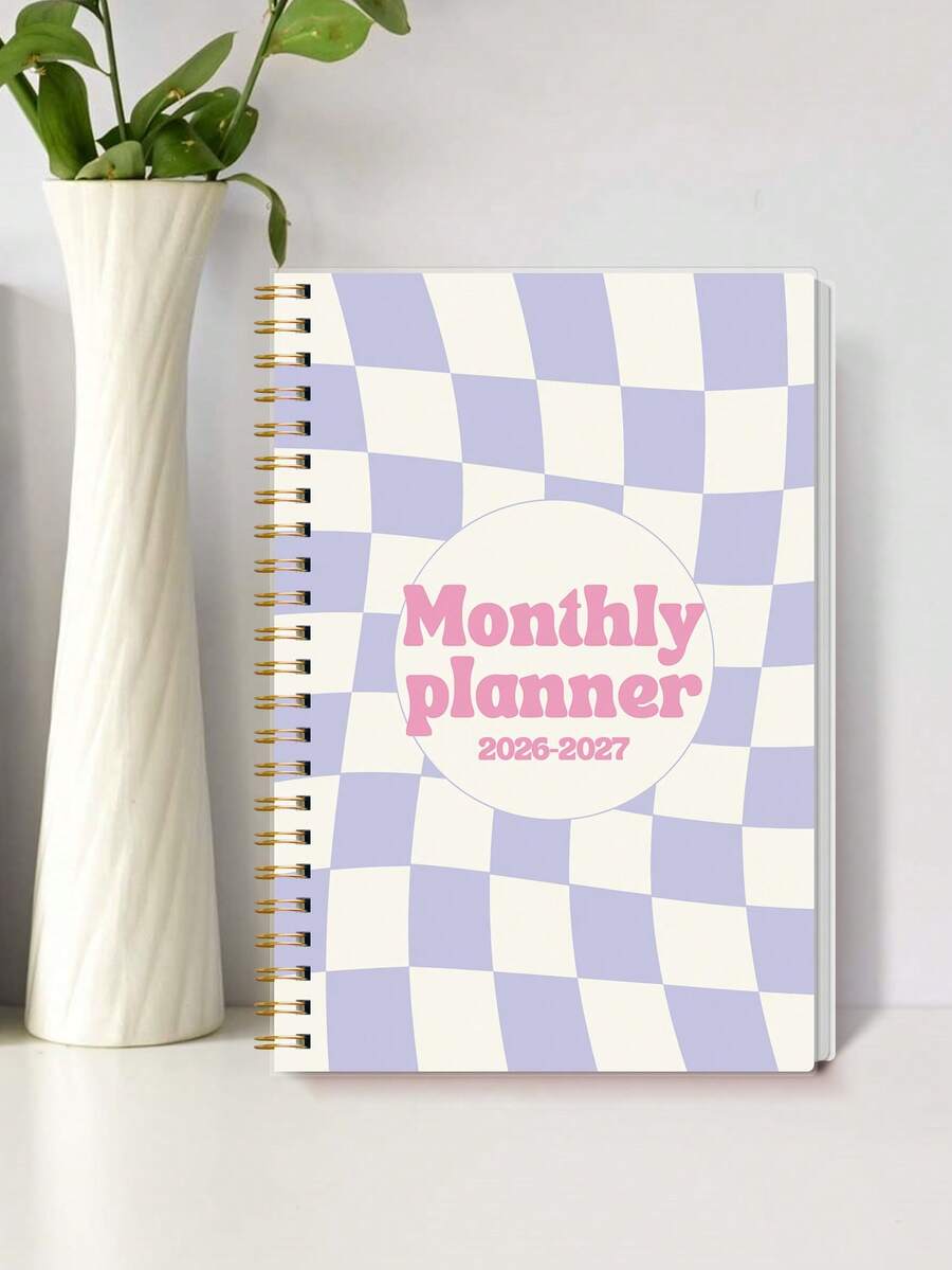 1本极简主义2026-2027年月计划笔记本，A5尺寸，附赠3张贴纸，24个月周/日计划，月视图，大面积书写和笔记区域，学生计划本，从2026年1月开始，学习用品，办公桌配件，2026年新年礼物