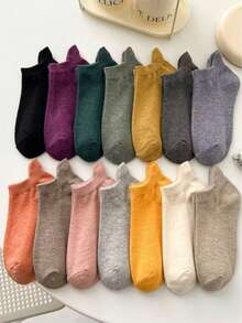 6 Pairs Women's Solid Color Ankle Socks, Versatile, Breathable, Fashion Short Socks