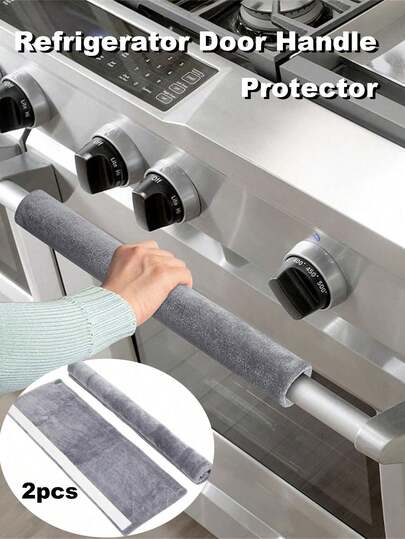 Double-Door Refrigerator & Oven Handle Gloves Oven & Microwave Door Handle Gloves Essential Winter Warmth Prevents Frozen Hands On Cold Handles Warmth & Protection Must-Have , Oil-Resistant, Insulated Refrigerator Door Gloves Velvet Protective Covers For Refrigerator & Oven Handles Hook And Loop Handle Gloves