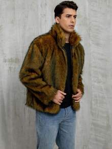 Herren Jacke mit Kunstpelzkragen, Kurze Jacke, Herbst/Winter