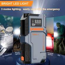 9-In-1 Cordless Tire Inflator Portable Air Compressor, Emergency Starter With Air Compressor, Car Jump Starter + Inflator All-In-One Machine, 150PSI/1300A Peak With LED Light And Digital Display