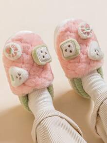 Pantuflas con suela gruesa unisex para niños, pantuflas cómodas para interiores para otoño/invierno, pantuflas de pareja cálidas y lindas con forro de felpa