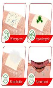 FRESINIDER Silicone Foam Dressing With Adhesive Border – Wound Dressing Bandage – Silicone Foam Pad – Pack Of 10 – 4 X 4 Inches Large Waterproof Bandages – Self Adhesive Wound Care And Dressings - ColorE - 查看 5