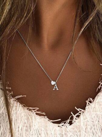 1 stuk kleine letter A-Z initialen ketting voor vrouwen roestvrij staal liefdesbrief ketting vakantie cadeau