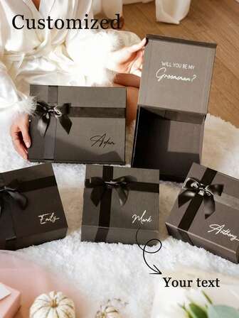 1pc Customized Personalized Magnetic Gift Box, Available In 3 Colors, Suitable For Birthday, Wedding, Christmas Gifts, Sealed Packaging, No Ironing Needed, Decorative, Vintage, High Quality, Cute, Customizable, Unique, Suitable For Anniversary, Valentine's Day, Wedding And Other Occasions, Essential For Weddings