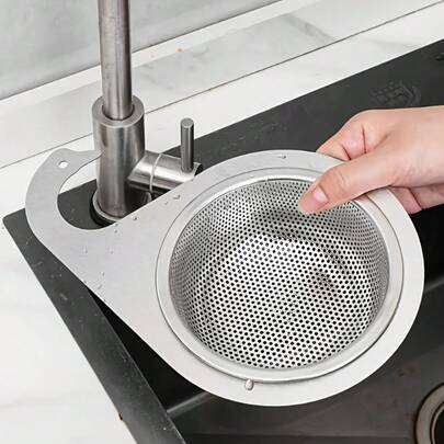 1 Piece Heavy-Duty Stainless Steel Sink Filter Basket With Detachable Dropper Tip - Drain Rack, No Food Contact, Easy To Clean Design, Kitchen Sink Hanging Storage - Dishwasher Safety Drain Trap, Kitchen Sink Drain Filter Screen, Food Residue Trap, Fashionable Metal Finish, Multi-Functional Kitchenware, Perforated Design, Durable Metal Structure