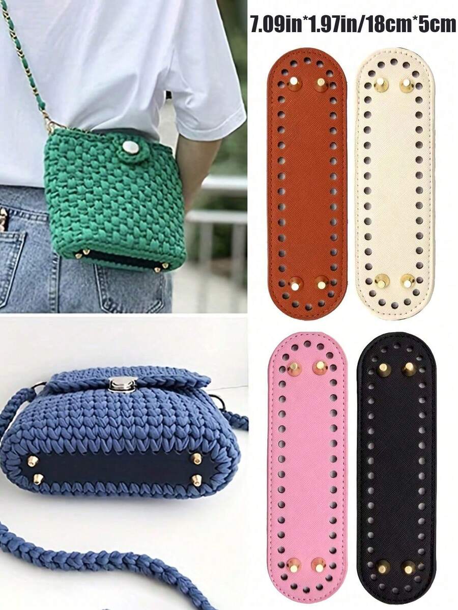 Base de bolso de material de PU, accesorios DIY, acolchado de fondo de bolso en forma ovalada, fondo de bolso perforado, fondo de bolso tejido para bolso bandolera, 7 * 3,1 pulgadas, adecuado para base de accesorios de bolso DIY, uso diario para niños y niñas, compacto y portátil para ir y venir