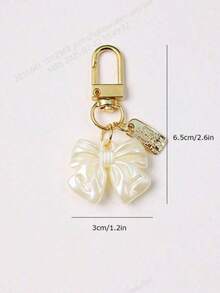 Fashionable Alloy Letter Label Faux Pearl Texture Hanging Decoration Bag Accessories Bridesmaid Gifts Summer Bows AYNC - 白色 - 查看 3
