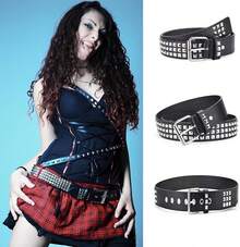 Studded Punk Y2K Goth Belt All Genders - 47in - Xem 3