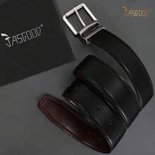 Reversible Leather Belt For Men Casual Dress Belt Dual Sides Adjustable Waistband For Formal And Informal Wear - B-cà phê/Đen - Xem 5