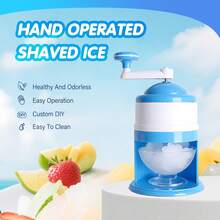 Manual Shaved Ice Maker Machine For Slushies And Snow Cones, Small Household Slushie Machine For Fruit Smoothies, Blue - 藍天色 - 查看 1