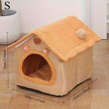 Fully Enclosed Pet House Thickened | Foldable Detachable Washable Cat Dog Bed, All-Season Nest For Small Medium Pets (Air Conditioning Room Suitable) - Multicolor - View 8