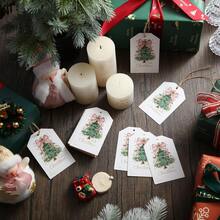 50 件圣诞纸质礼品标签圣诞小标签圣诞纸质悬挂标签贴纸带黄麻绳适用于季节活动 - 彩色 - 查看 5