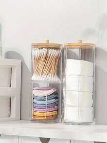 透明亚克力化妆品收纳盒，化妆棉、棉签、牙签收纳盒，带盖 - 彩色 - 查看 9