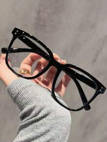 1 par de gafas ópticas con montura cuadrada unisex, gafas con bloqueo de luz azul con estilo universitario para uso diario