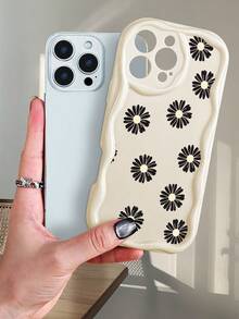 Edgy Black Daisy Handyhülle, minimalistisches Blumendesign,  leuchtende Blumen, Modeaccessoire, kompatibel mit iPhone 16promax/16pro/16plus/16/15promax/15pro/15plus/15/14promax/14pro/14plus/14/13promax/13pro/13/12promax/12pro/12/11promax/11pro/11/X/XSmax