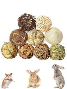 9 件套小型动物咀嚼磨牙玩具，包括兔子球、兔子、仓鼠、豚鼠咀嚼玩具，圣诞礼物、训练礼物、情人节礼物、小型动物礼物 - 彩色 - 查看 2