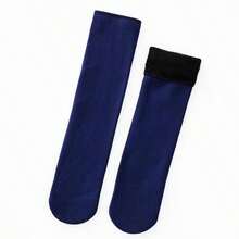 1 Paar kältebeständige Plüsch-Bodensocken mit mittlerem Schlauch für Herbst und Winter mit gerippten Bündchen, einfarbiger, warmer Stoff, geeignet für Socken im verschneiten Winter