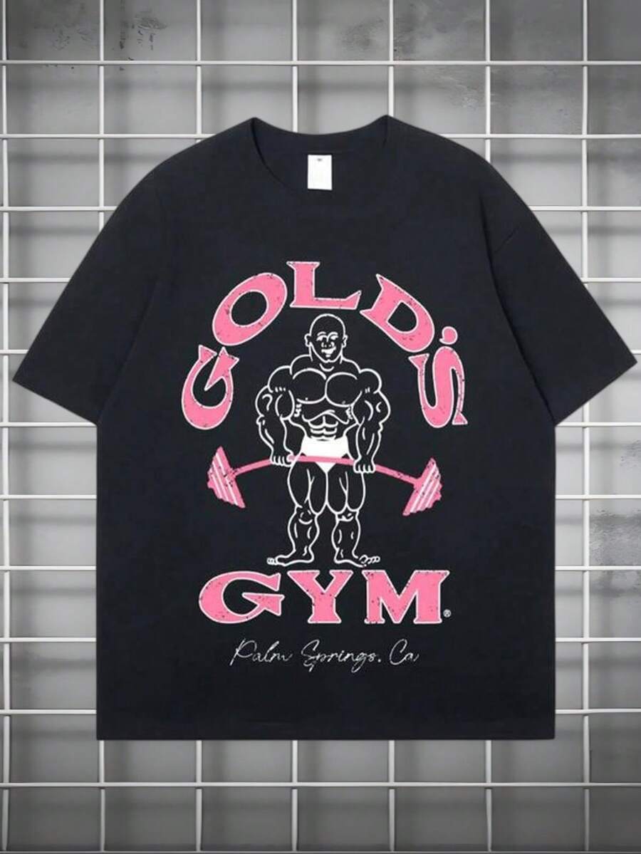 Camisetas De Hombre Graphic Tees T Shirt Men Graphic Tee Graphic T Shirts Mens Gifts Conjuntos Para Hombre 90s - Gold Gym Palm Springs T-Shirt Back To School Halloween Vintage Shirts Graphic Tees Men Camisas Para Hombre Funny Shirts Printed & Shipped In USA - 黑色 - 查看 1