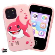 2025新款儿童智能手机玩具,2.8英寸触摸屏,双1080P摄像头,18款学习游戏和应用程序,包含鲨鱼造型手机壳和32GB SD卡,适合3-12岁男孩女孩的圣诞节/生日礼物 - 彩色 - 查看 3