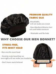 1 Stück Seiden-Schlafhaube, Satin-Schlafhauben, weich elastisches Band Seide Schlafkappe, Seide Haarwickel für lockiges Haar Damen Hauben einfarbig mit breitem Rand elastisch seidig Satin Mode Schlafkappe Lässig bequem atmungsaktiv Alltags Haarpflege Kappe Schulanfang