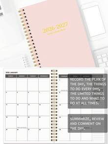 全新 1 本 2026 年 1 月至 2027 年 12 月月度计划本，简约活页式，粉色，包含每日、每周和每月计划，2026 至 2027 年计划本，适合女性、成人、教师、母亲节、房间装饰等场合，也可作为学校办公用品。 - 彩色 - 查看 4