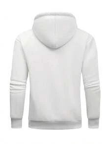 Men's White Hooded Sweatshirt With BY ANY MEANS NECESSARY Graphic Print - Bold Yellow & Green Lettering, Heavyweight 450gsm Fabric, Regular Fit Pullover With Front Pocket Autumn/Winter Casual Streetwear & Everyday Outfits