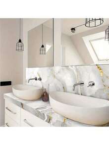 Self-Adhesive Marble Pattern Wallpaper Roll, Removable Vinyl Contact Paper For Living Room, Kitchen, Bedroom, Dorm - Waterproof DIY Wall Decor, Artificial Stone, Removable - Light Grey - View 4