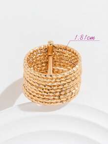 1 pièce Bague en cuivre plaqué or 14 carats, 9 cercles, épaisseur 0,025 μm - Or jaune - Voir 9
