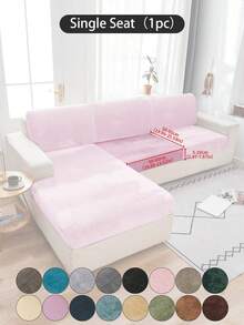 1pc Black Silver Fox Velvet Stretch Sofa Seat Cushion Cover, Classic Minimalist Solid Color Dust-Proof Decorative Protective Slipcover, Suitable For Hotel, Bedroom, Living Room, Camel, Light Gray, Dark Gray, Autumn Decor, Room Decor, Back To School, School Supplies