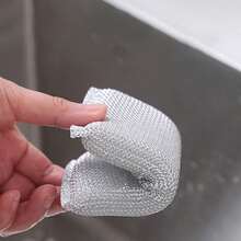 4 PIEZAS/8 PIEZAS/12 PIEZAS Esponja de limpieza de cocina de alta densidad de seda plateada, esponja mágica de fregado, cepillo de fregado de doble cara, esponja universal abrasiva para lavar platos