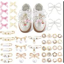 Yeanifeana 42 Piezas Adornos para Zapatos Accesorios de Zapatos de Diamante de Cristal pasadores de  surtidos con lazo de perlas para zapatos deportivos a granel y alfileres para mujeres - como en la foto - Ver 1