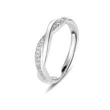 1 pieza Anillo retorcido con circonita cúbica incrustada de color plateado de estilo moderno para uso diario de mujer, regalo