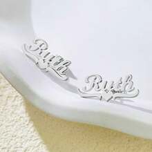 Customized Stainless Steel Earrings, Heart & Letter Earrings, Ideal Gifts For Couples, Friends, Family, Mother's Day, Fashionable, Autumn, Retro, Simple, Casual, Personalized, Unique Gifts For Girlfriend, Mom, Family, Friends, Daughter For Anniversary, Valentine's Day, Mother's Day, Birthday, Graduation, Daily Wear, Wedding, Prom