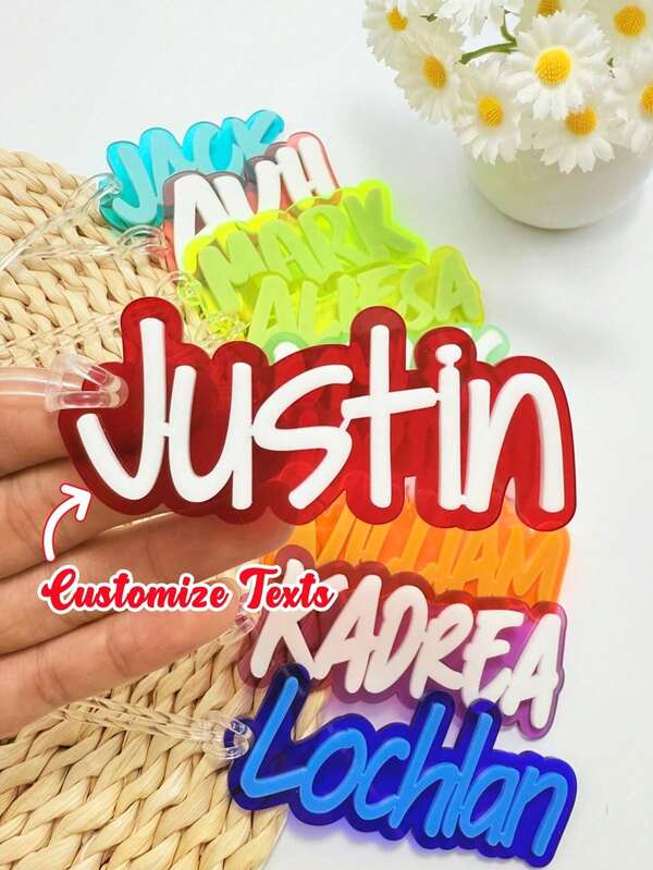 1 Stück personalisierter Schlüsselanhänger, individualisierbar mit Ihrem Namen, individualisierter doppelschichtiger Acryl-Schlüsselanhänger, Reise, Alltag, Klassenzimmer, personalisierter Rucksackanhänger, Schulmaterial, Schulanfang, Blumen Schulnamensschildchen, Lunchbeutel-Anhänger, Schleifen-Rucksack-Namensschildchen, langanhaltend, farbig, süß, niedlich, Lustig, Kawaii, Y2K, stylisch, unisex, lässig, individuell, personalisiert, einzigartig, individualisiert, ideale Geschenke für ihn, ideale Geschenke für sie, sie, Freund, Freundin, Familie, Freunde